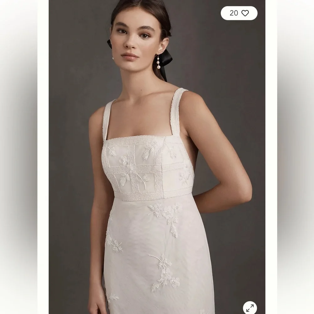 Anthropologie BHLDN Micheline Embellished Square Neck Column Wedding Dress 2 - Picture 3 of 12